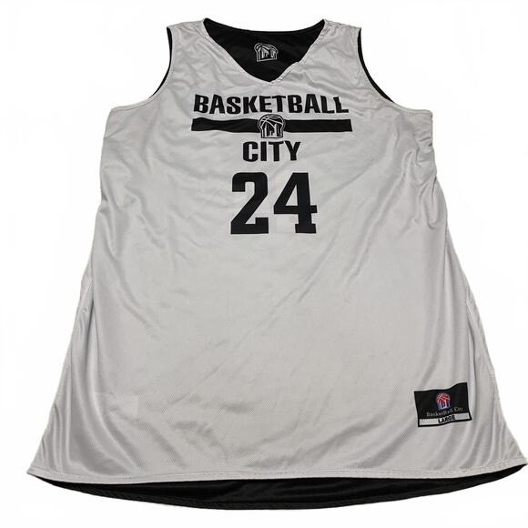 Basketball City Men's Large White Black Basketball Jersey Number 24 - Picture 1 of 9